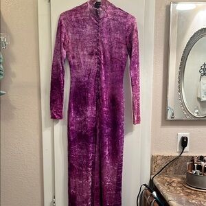 Purple Velvet Long Sleeve Dress